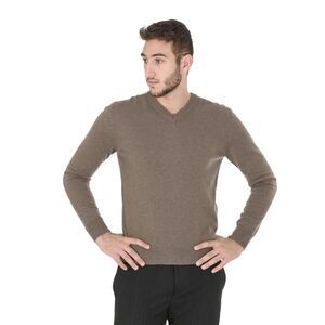 Crown of Edinburgh Cashmere VNeck Cashmere Sweater Classic Fit Men Taupe